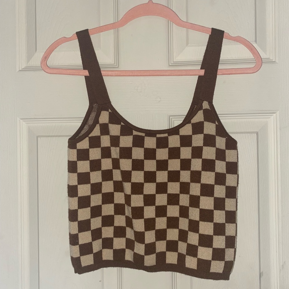 Knit Checkered Tank Top